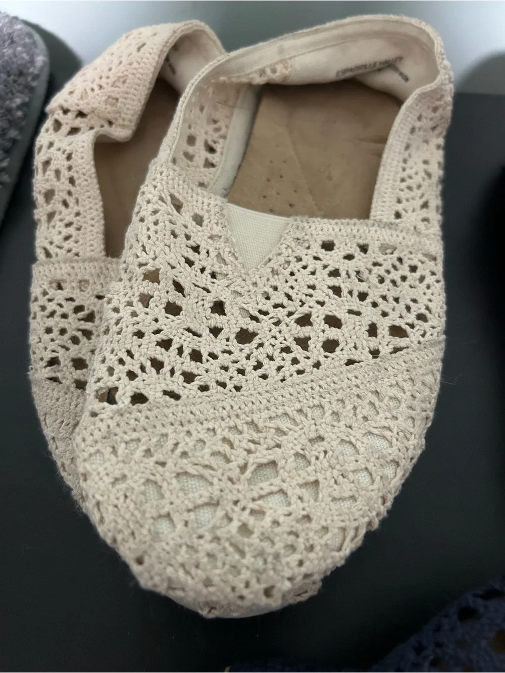 cloudwalkers Women's Crochet Slip-On Flats in Beige, Black & Navy Blue